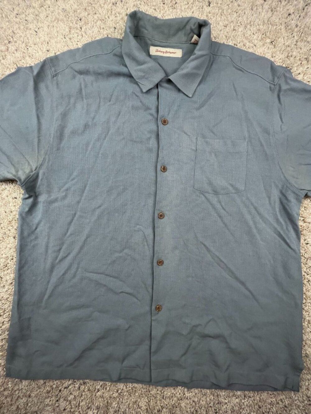 Tommy Bahama ALL SILK Hawaiian Button Up Camp Shirt Luau Solid Gray XL Men’s